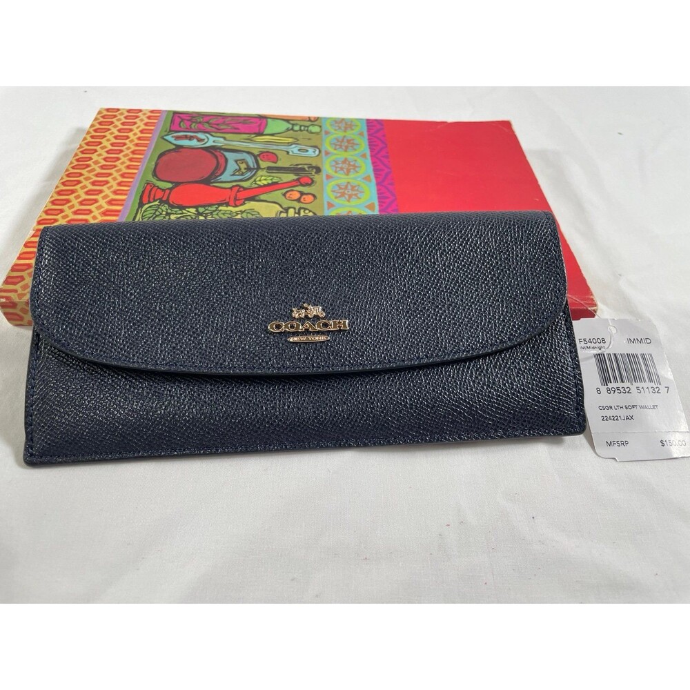 NWT Coach Women Navy Leather Wallet
